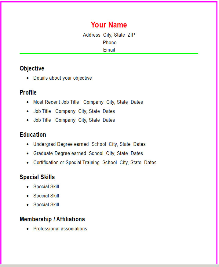 Basic Resume Making Basic Resume Template E Commerce
