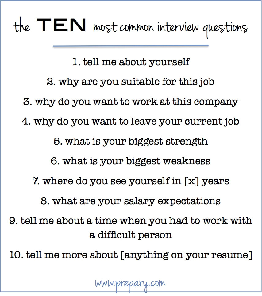 answer the 10 most common interview questions