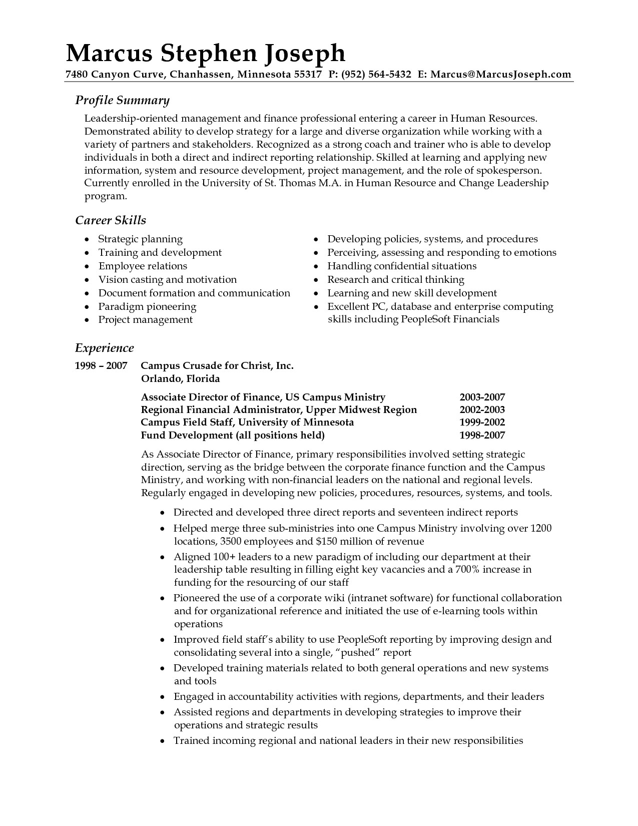 resume summary examples 2556