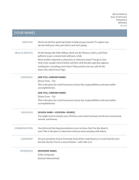 basic resume timeless design template