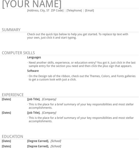 basic resume template timeless design