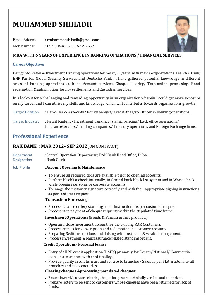 using correct resume format for banking jobs