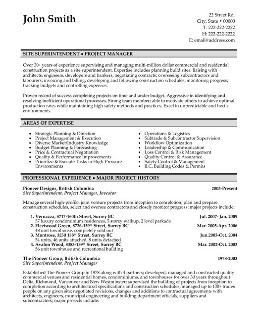 project manager resume samples