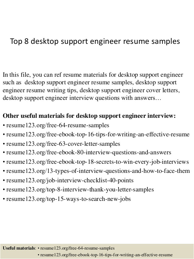 top 8 desktop support engineer resume samples