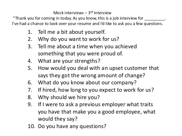 the job interview mock interview activity