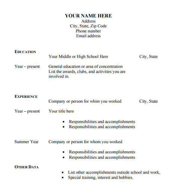 Download Blank Resume Template