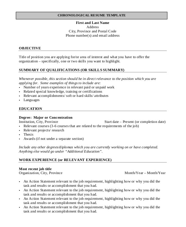 simple resume format