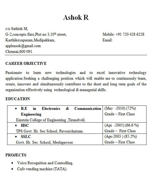 Electronics Engineering Fresher Resume format 25 Best Engineering Resume Templates Pdf Doc Free