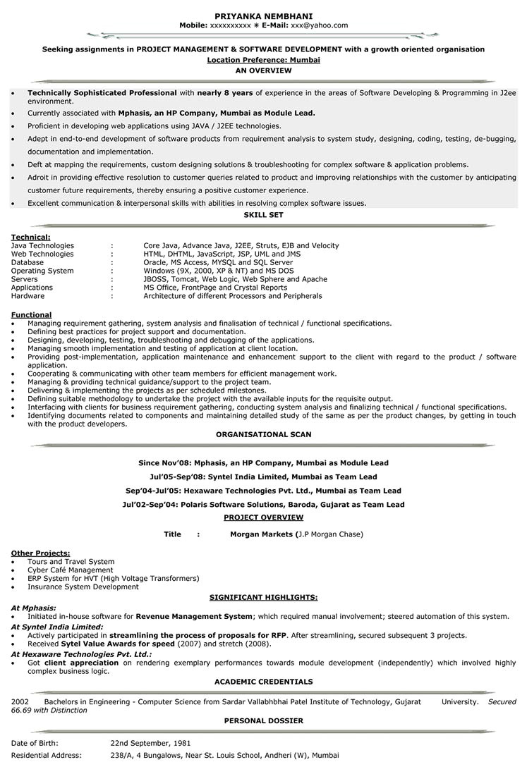 Engineer Resume 5 Years Experience Sample Resume for software Engineer with 5 Years