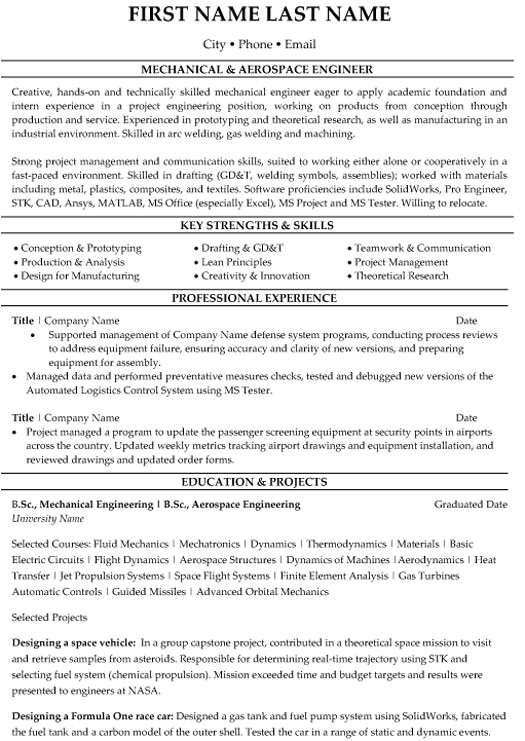 aerospace engineer resume sample