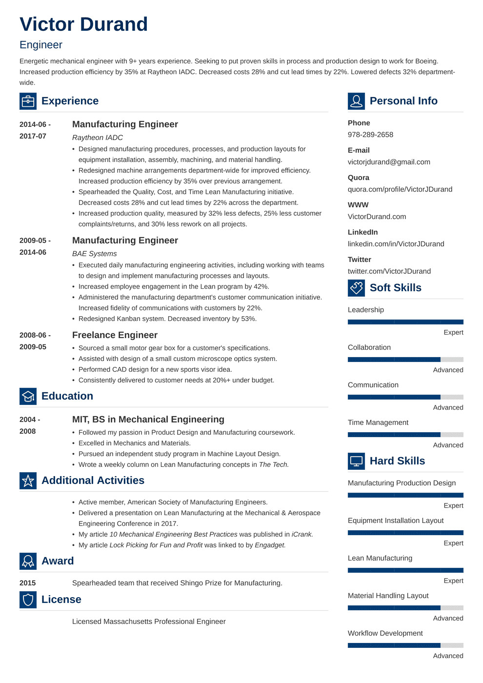 engineering resume examples 2017