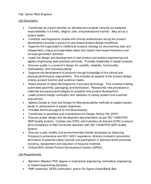 biomedical engineering job description