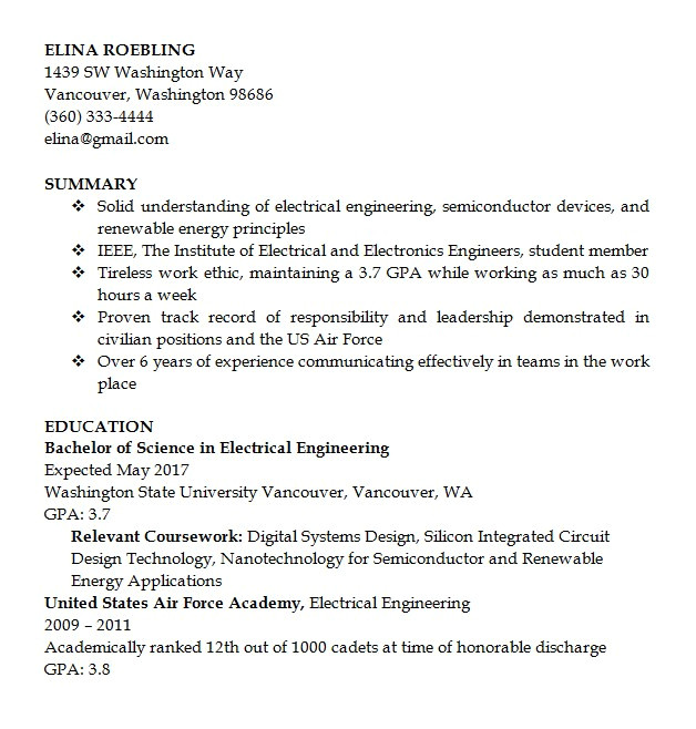 professional engineering resumes