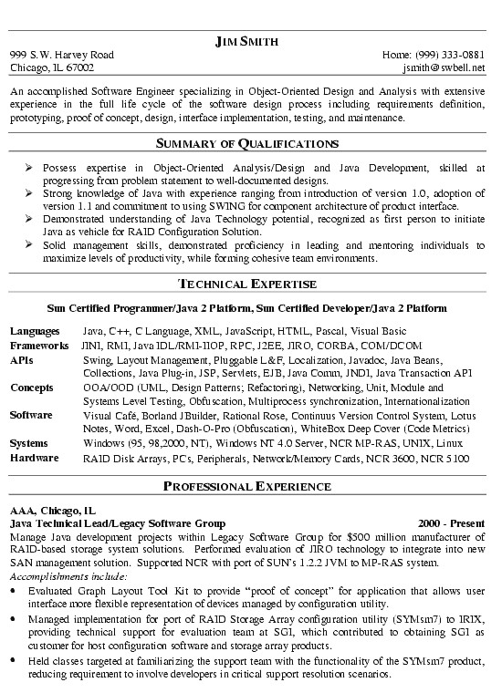 software engineer resume example summary of qualifications