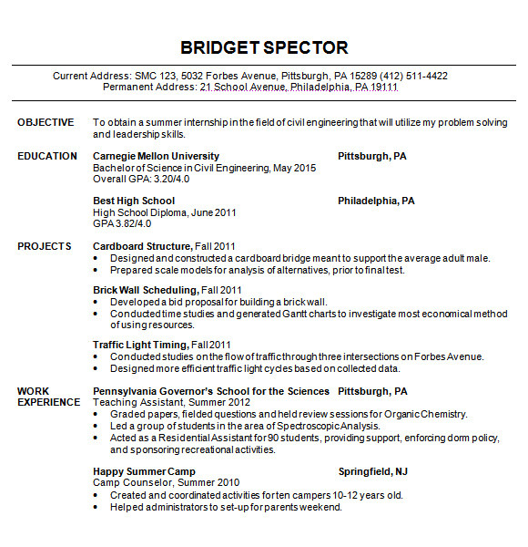 sample civil engineer resume