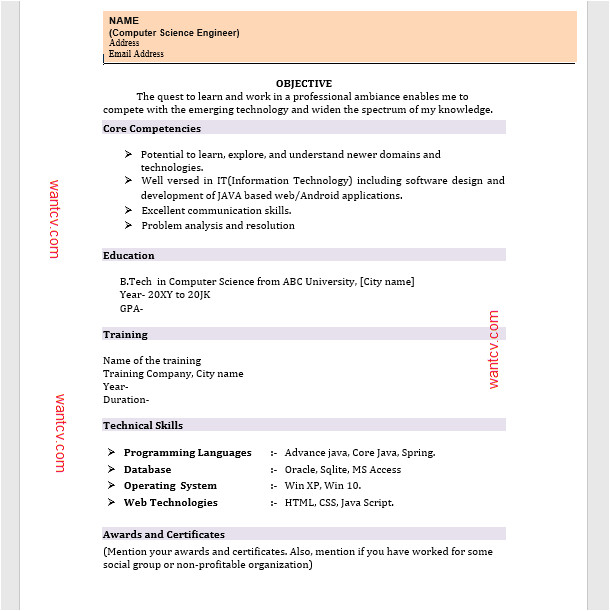 top 10 fresher resume format in ms word free download
