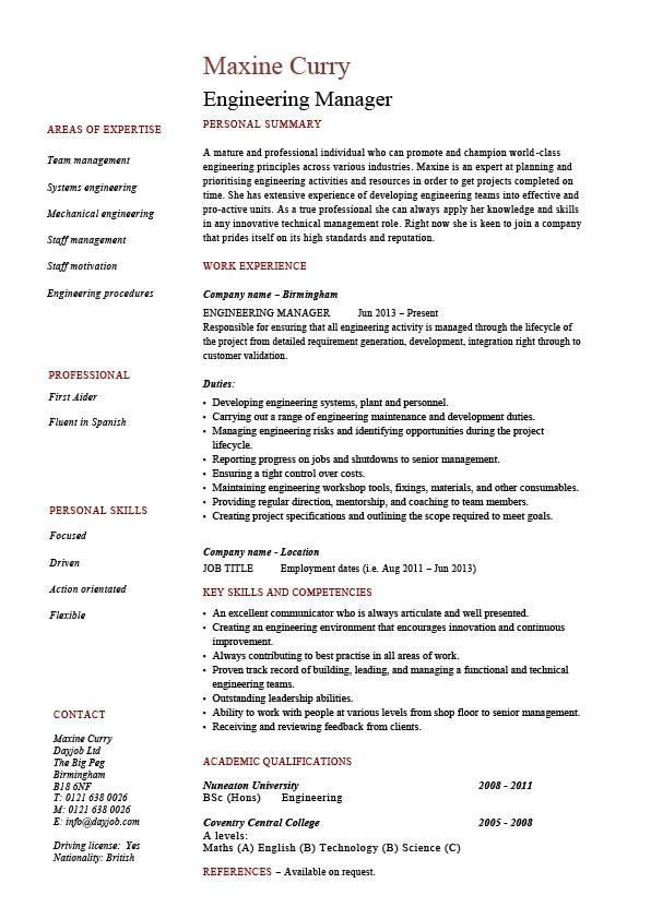 engineering manager resume 1321