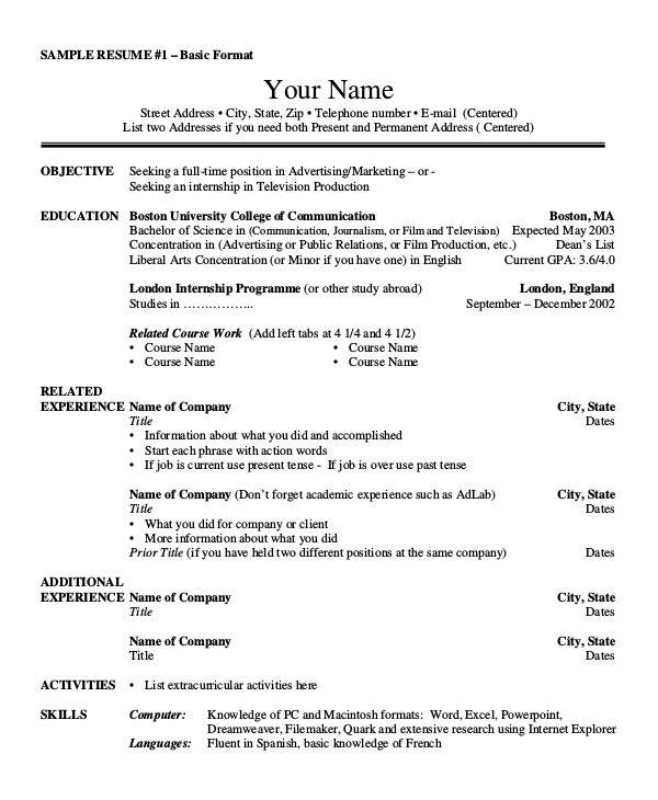 basic resume example