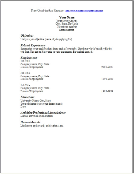 free blank resume templates download