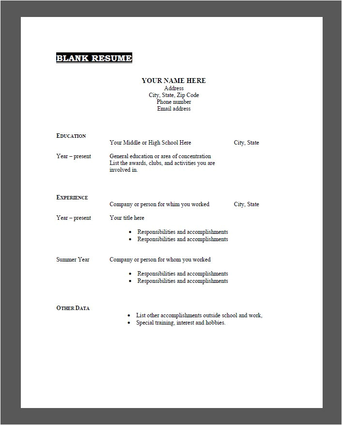 resume template samples for free