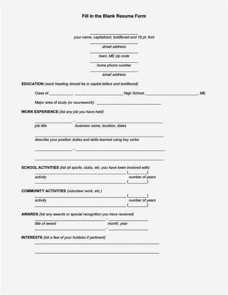 fill in blank resume template pdf