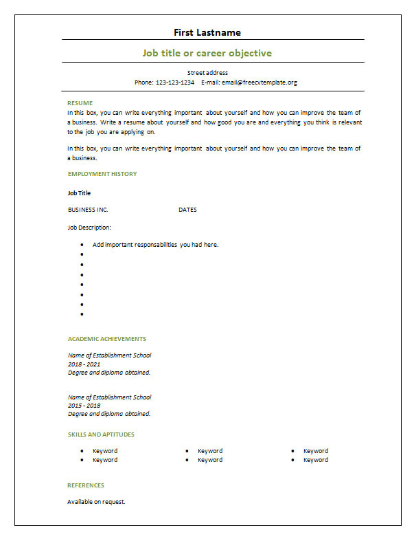 7 free blank cv resume templates for download