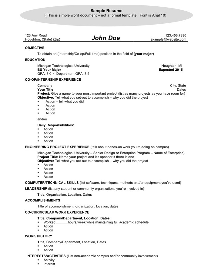 general resume template