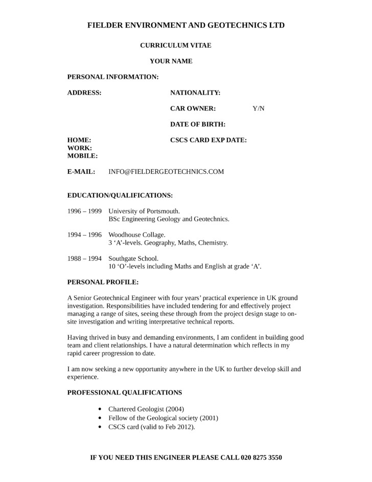 clean geotechnical engineer resume templates and samples