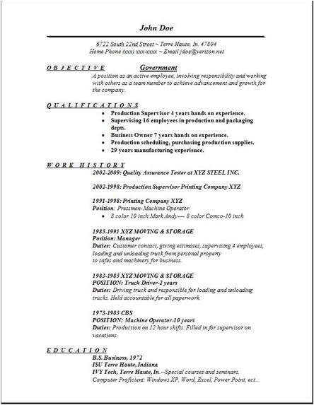 government resume