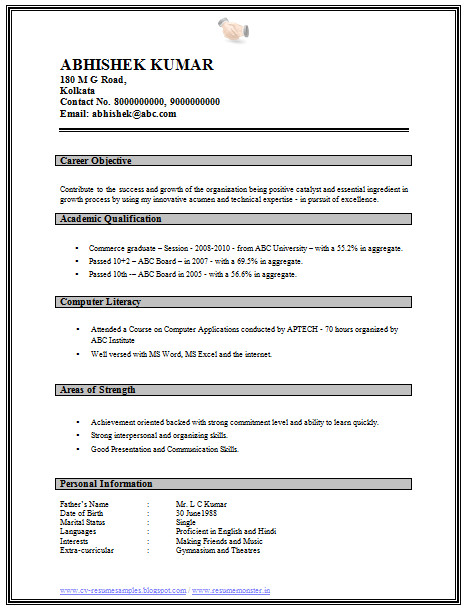 graduate resume format