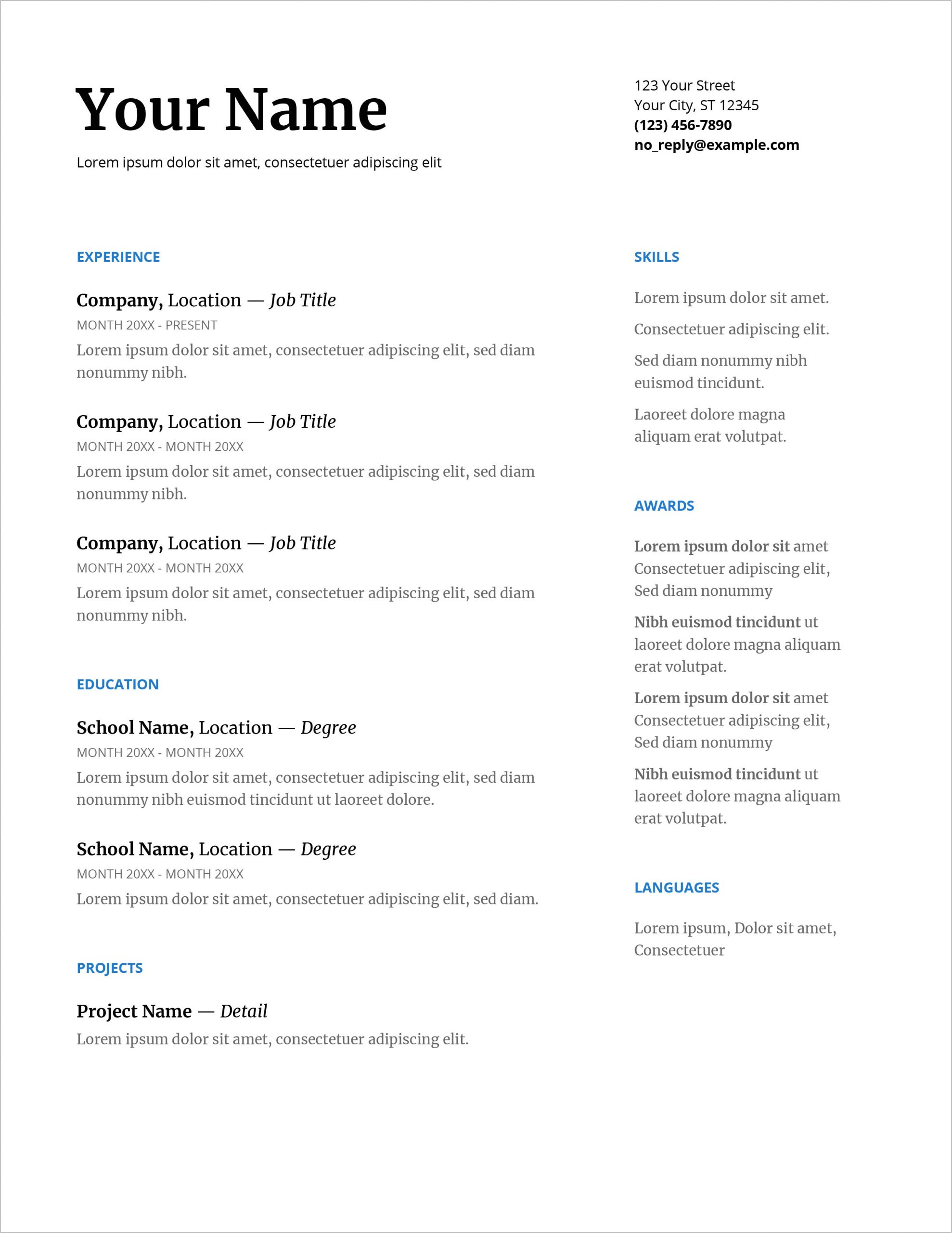 download free microsoft office resume sample and cv template