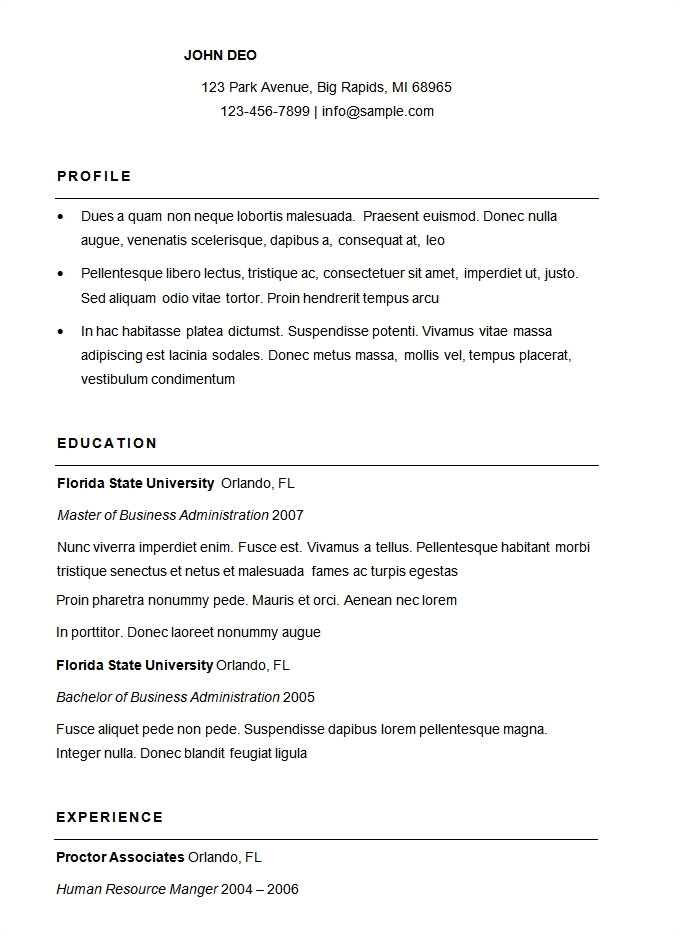 how to write a simple resume format