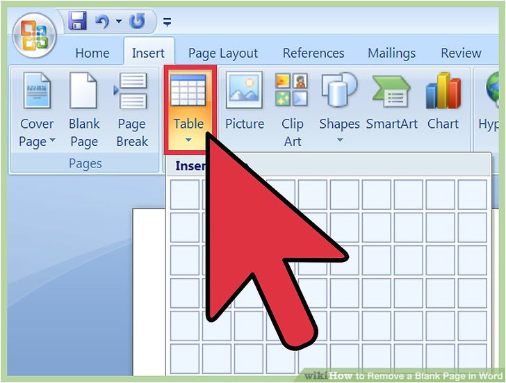 remove a blank page in word