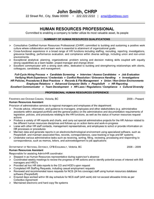 human resources professional resume sample