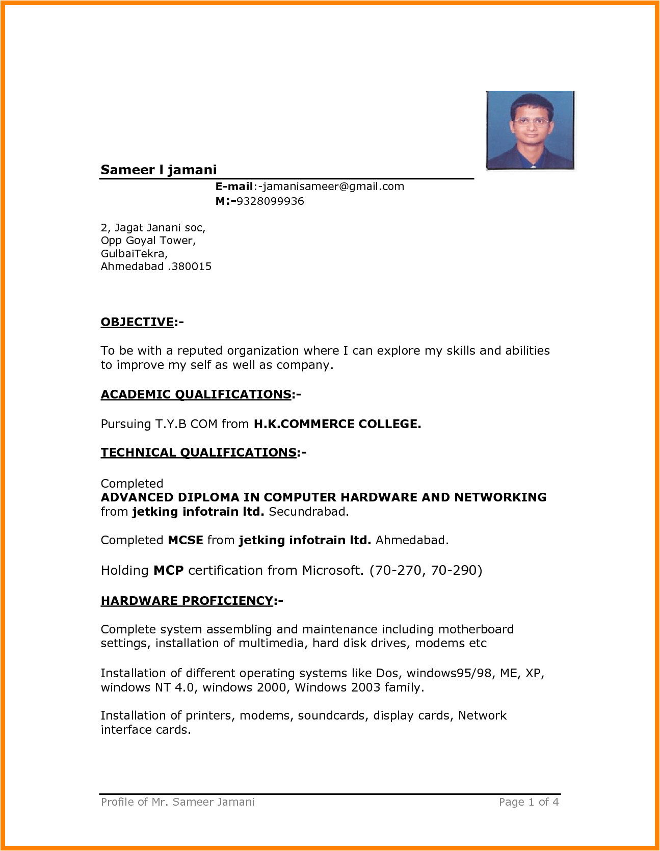 6 cv resume download