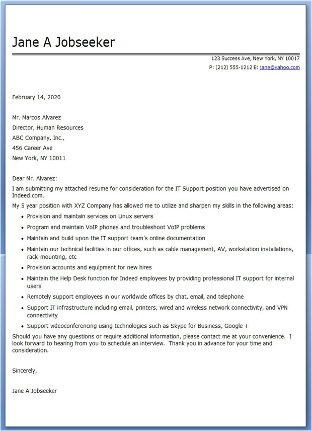 it professional cover letter pdf