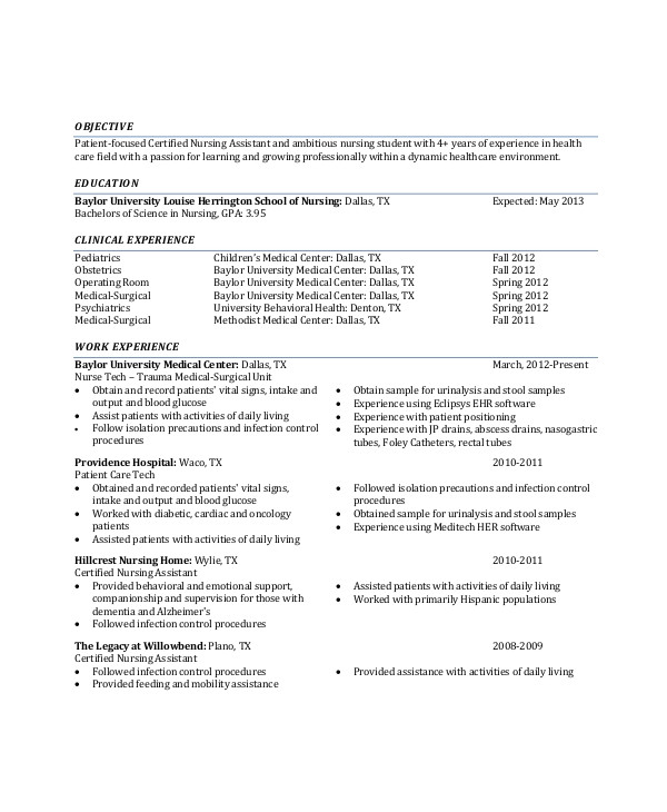 sample resume objective