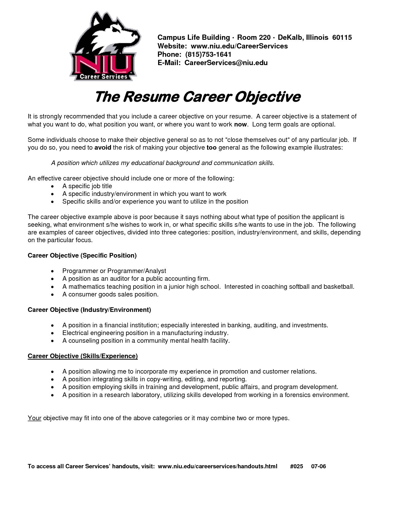 essay on career goals objectives