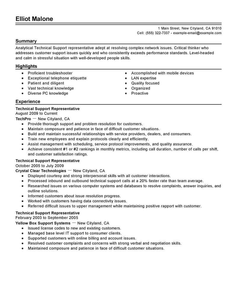 desktop support engineer l1 resume