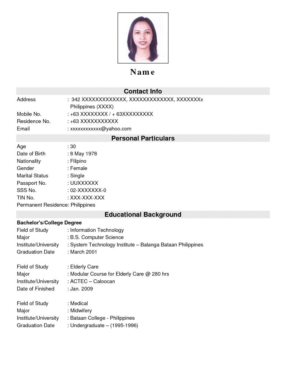 resume format for job interview pdf download