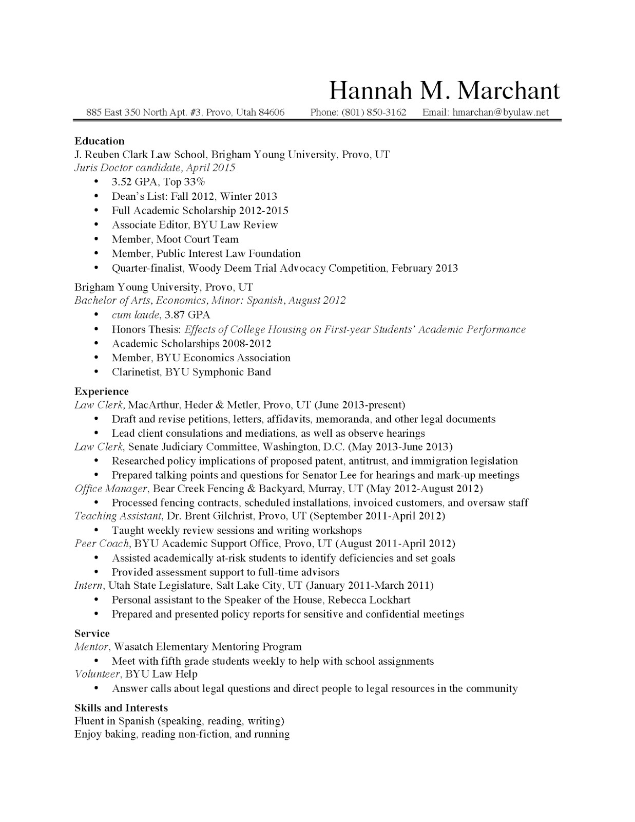 law student resume seeking summer 12