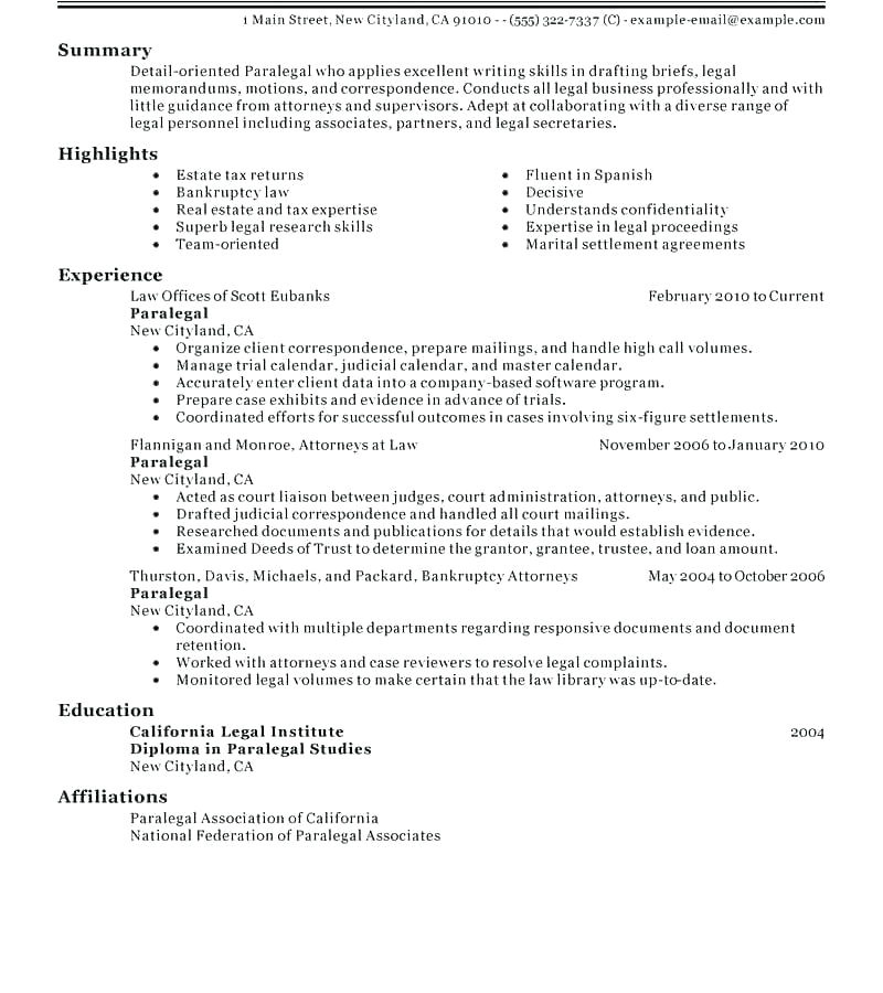 resume objective for paralegal