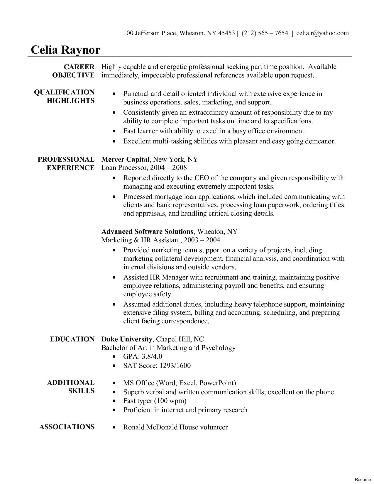 resume objective for student