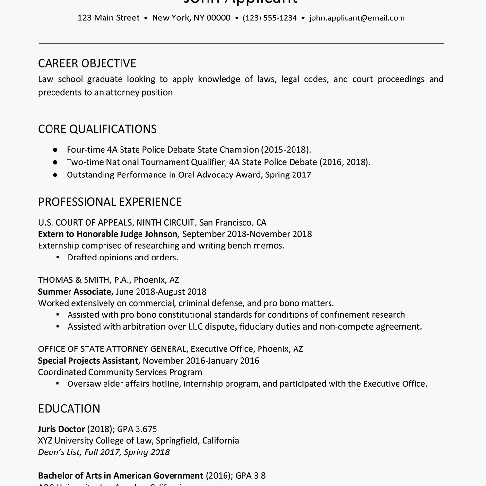 Law Student Resume with No Legal Experience | williamson-ga.us