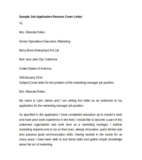 resume cover letter template