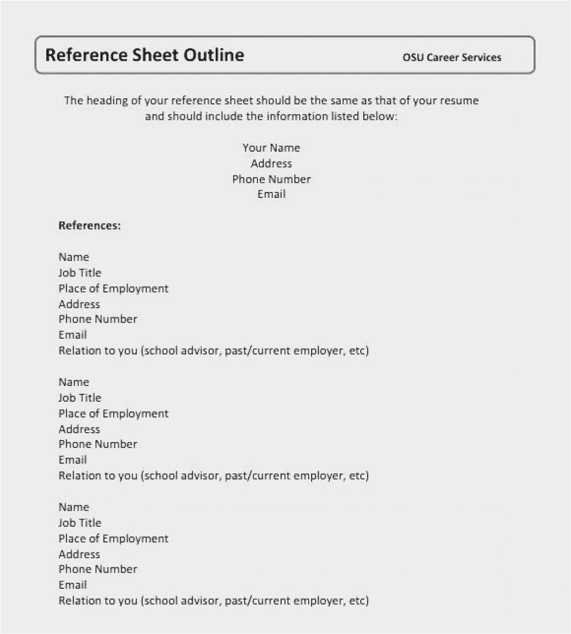 11 12 references outline for resume