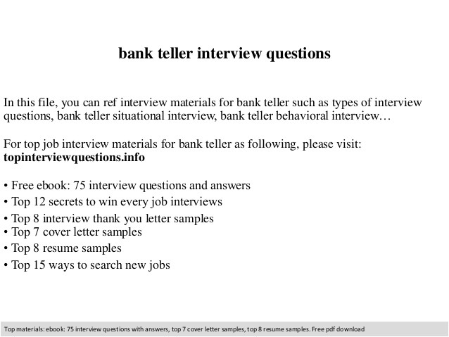 bank teller interview questions