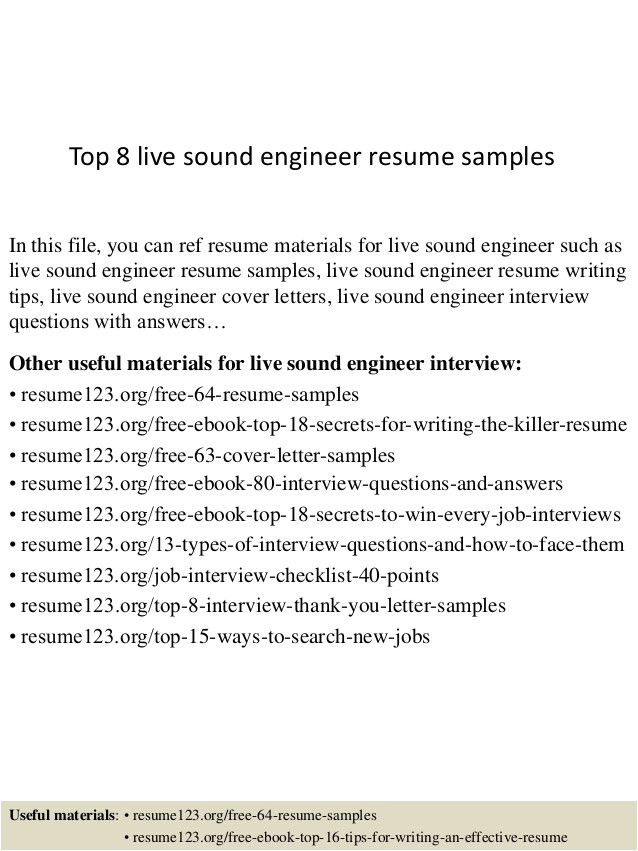 top 8 live sound engineer resume samples