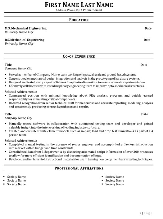 mechanical design engineer resume sample
