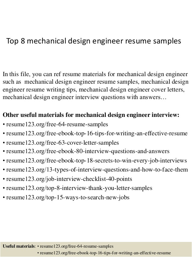 top 8 mechanical design engineer resume samples